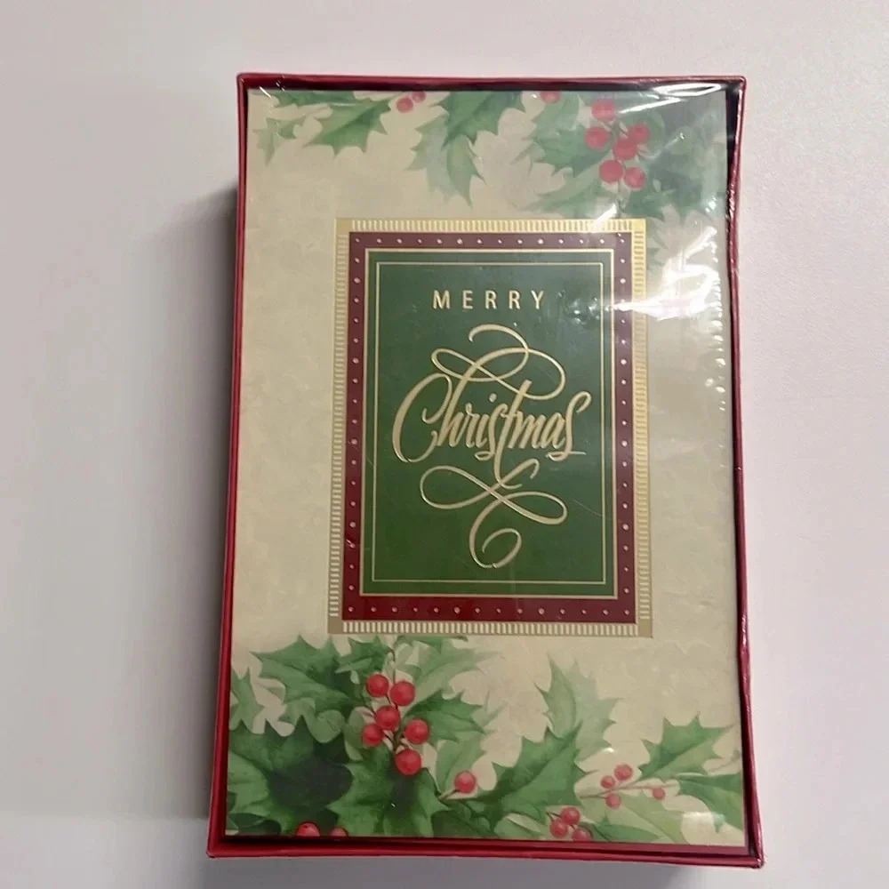New 40 Hallmark Christmas‎ cards plus envelopes berries leaves Merry Christmas